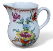A Bow sparrow beak jug,  painted with a floral bouquet and scattered sprigs, crows foot border in