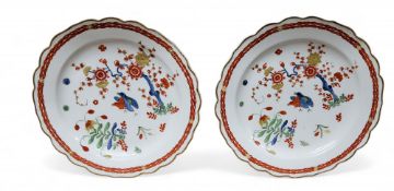 **Amended Description**A pair of Barr Worcester Two Quail pattern shaped circular plates, painted