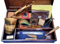 Boxes & Objects - an 18th century Scottish horn beaker; horn hafted and steel fork; Victorian silver