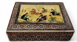 A 20th century bone inlaid Vizagapatam box, with lozenge, 21.5cm wide