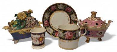 A 19th century Coalbrookdale casket, lofty floral cover, the shaped rectangular base, with leafy