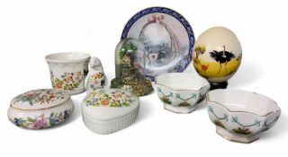 An Aynsley Cottage Garden heart shaped trinket box and cover;  a similar vase; a Cottage Garden