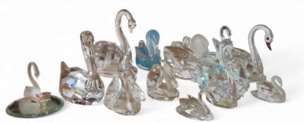 A Swarovski crystal swan;  others, various