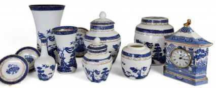 A Royal Doulton Booth's Real Old Willow pattern octagonal ginger jar and cover;  another, smaller;