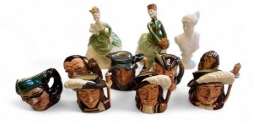 A Royal Doulton figure, Soiree, HN2312;  another, Grace, HN2318;   Royal Doulton character jug,