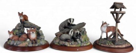 A Border Fine Arts model, Secret Places, Rocky Den, A0400;   others, Forest Family, A0403;  The