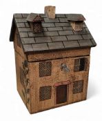 A novelty tea caddy, in the form of a house, 20cm high