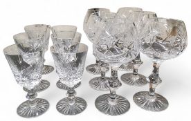 A set of six Edinburgh Crystal Allied Dunbar wine glasses;  a set of six similar Iona cut sherry