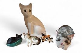 A Royal Worcester model, Tabby Kitten;  a large Italian cat, sleeping;  others