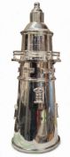 An Art Deco style silver plated novelty cocktail shaker, as a lighthouse, 34cm high