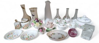 Aynsley Cottage Garden vases, trinkets dishes;   Wedgwood Wild Strawberry;  Royal Doulton flower
