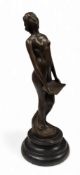 Contemporary School, a brown patinated bronze, nude singer, 20cm high