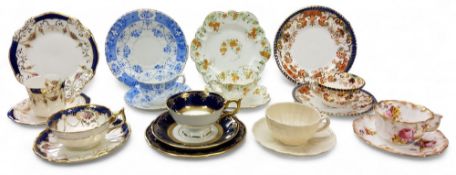 A Wileman & Co bone china Daisy teacup, saucer and side plate, pattern 6948, c.1892-1910;  a Belleek