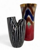 Albert Hallam & Jim Hayward - a  Beswick Zebrette pattern twin neck vase with a striped zebra