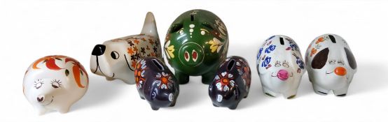 An Arthur Wood novelty money box, in the form of a comical dog, 5279;  others, as hedgehog, pigs;