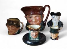 A Royal Doulton character jug, Old Charlie, large, D5220; a Royal Doulton character ashtray, Dick