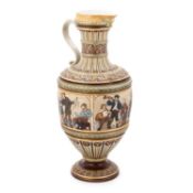 A LARGE METTLACH POTTERY EWER
