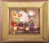 AN ENGLISH PAINTED PORCELAIN PLAQUE, SIGNED J. ASTON, MID-19TH CENTURY