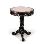 A CHINESE MARBLE-INSET HARDWOOD TABLE, 19TH CENTURY