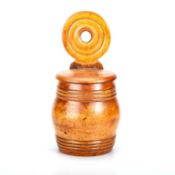 A 19TH CENTURY SCOTTISH SYCAMORE BARREL-SHAPED SALT BOX