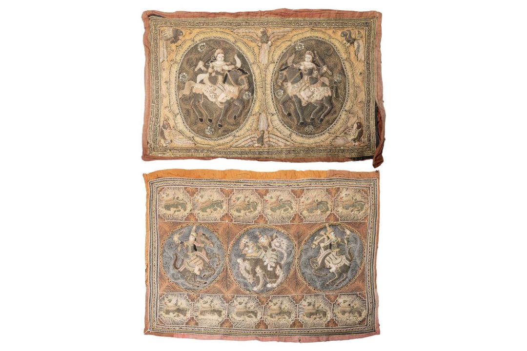 TWO BURMESE WALL HANGINGS - Image 1 of 3