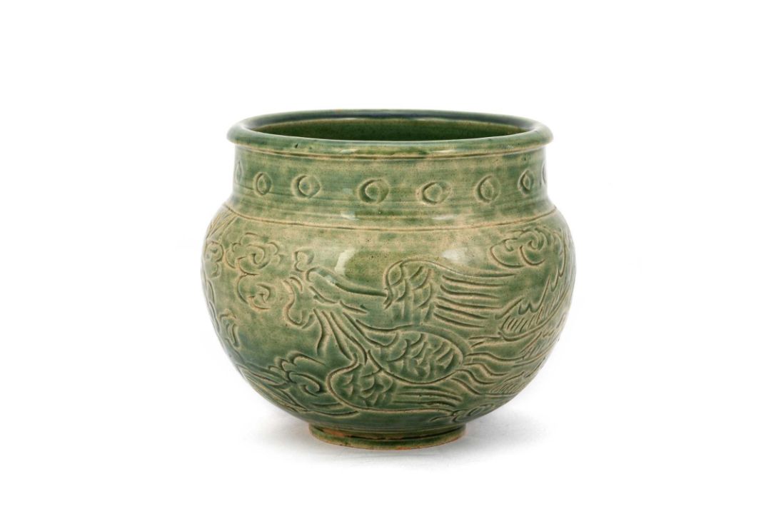 A CHINESE MOULDED CELADON CENSER - Image 1 of 4