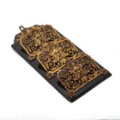 A GILT-BRONZE AND EBONY WALL LETTER HOLDER, LATE 19TH CENTURY