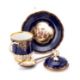 A MEISSEN BLUE-GROUND CABINET CUP AND COVER WITH MATCHING STAND AND SPOON, CIRCA 1870/ 80 - Image 2 of 5