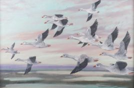 ATTRIBUTED TO JOHN W. GOUGH (20TH CENTURY) GEESE IN FLIGHT