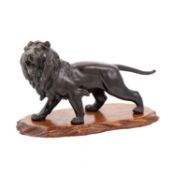 A JAPANESE BRONZE OKIMONO OF A LION, MEIJI PERIOD