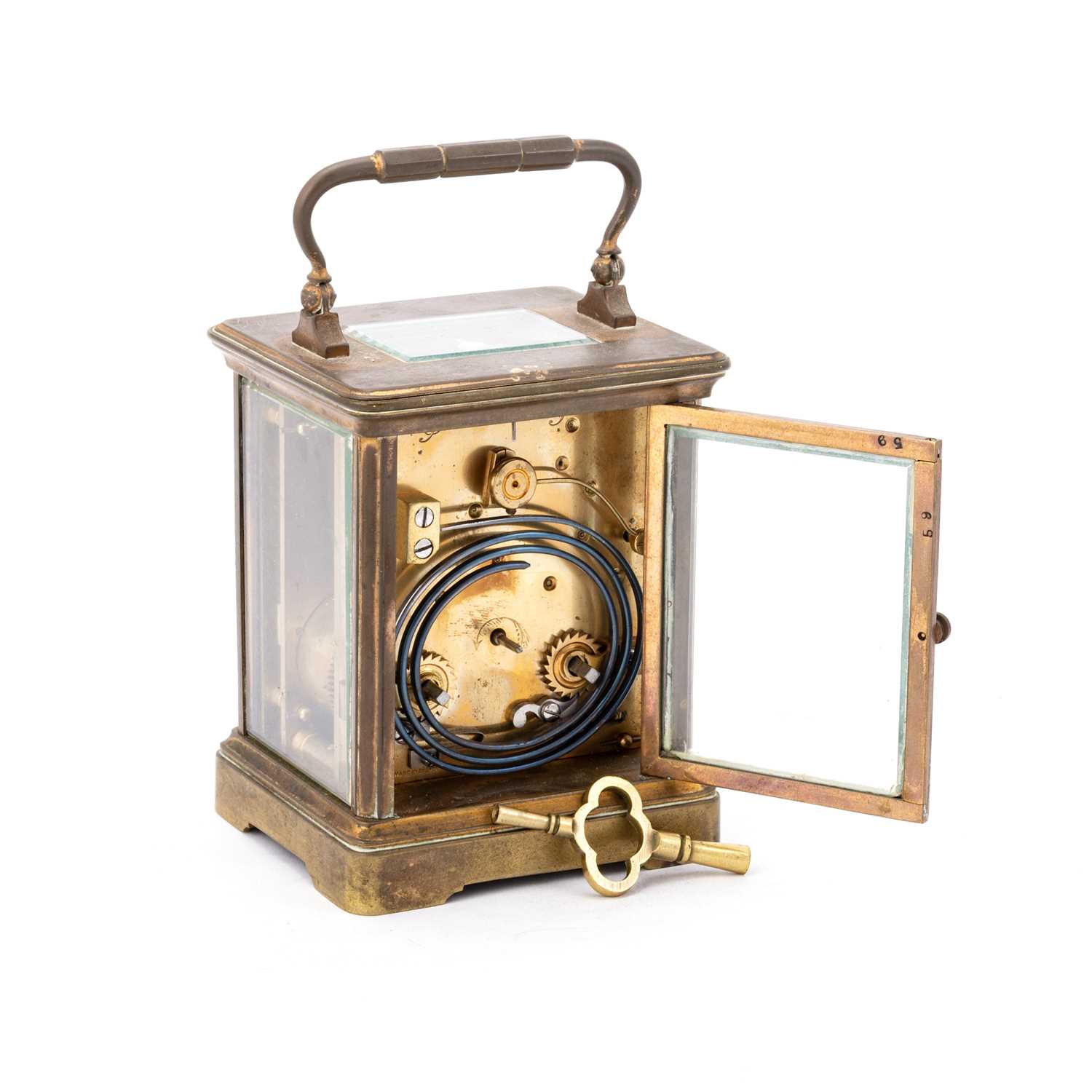 A FRENCH BRASS-CASED CARRIAGE CLOCK, EARLY 20TH CENTURY - Image 6 of 12