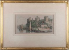 HENRY G. WALKER (1876-1932) A PAIR OF COLOUR ETCHINGS, CONWAY CASTLE AND LANDING FISH, BRIXHAM