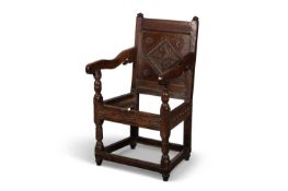 AN ENGLISH OAK WAINSCOT CHAIR, LANCASHIRE, LATE 17TH CENTURY