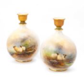 A PAIR OF ROYAL WORCESTER VASES BY HARRY DAVIS, DATED 1913