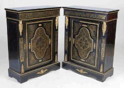 A PAIR OF 19TH CENTURY 'BOULLE' EBONISED AND GILT-METAL MOUNTED PIER CABINETS