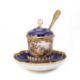 A MEISSEN BLUE-GROUND CABINET CUP AND COVER WITH MATCHING STAND AND SPOON, CIRCA 1870/ 80 - Image 1 of 5