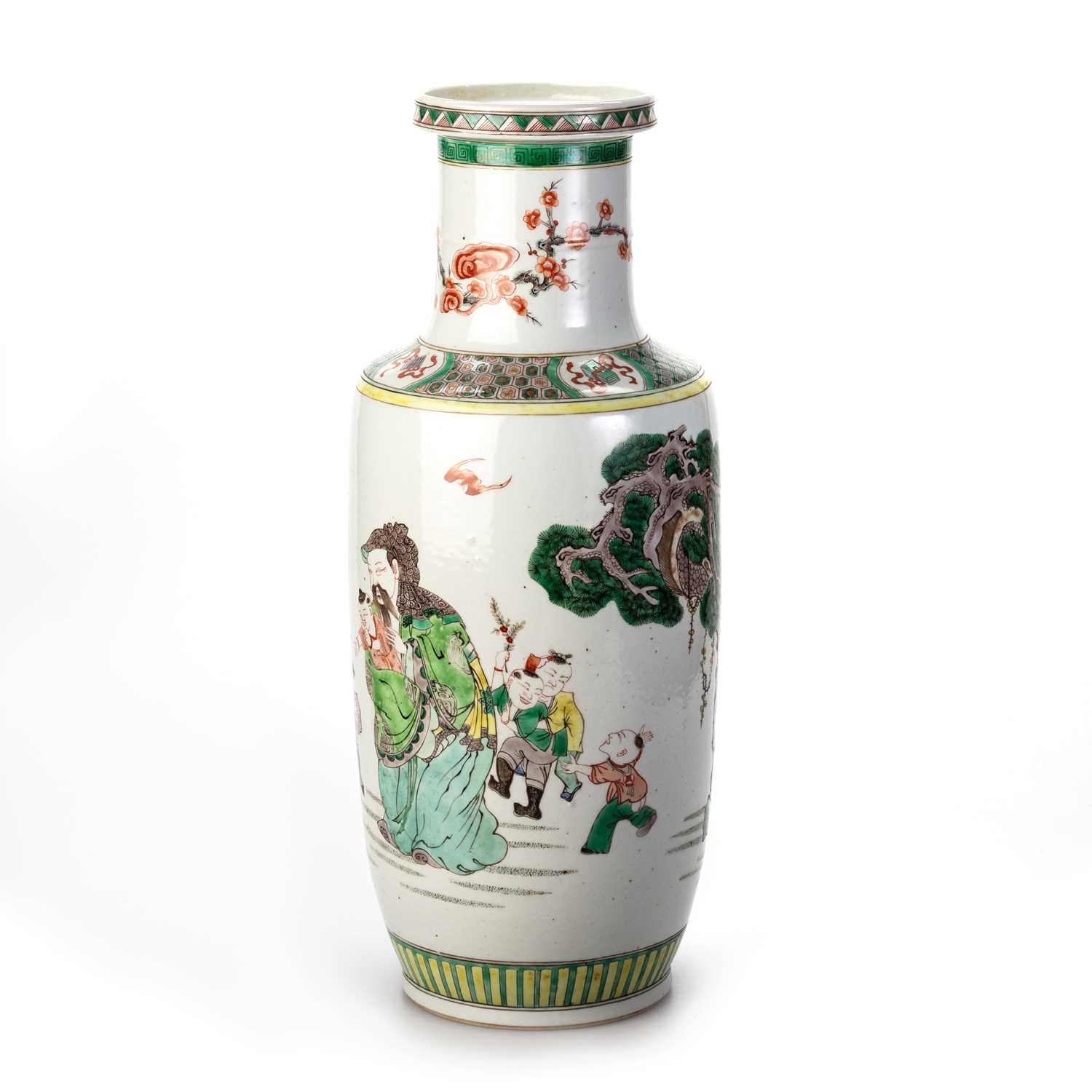 A CHINESE FAMILLE VERTE ROULEAU VASE - Image 3 of 9