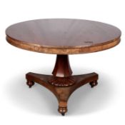 A 19TH CENTURY MAHOGANY TILT-TOP BREAKFAST TABLE