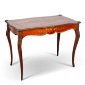 A LOUIS XV STYLE ORMOLU-MOUNTED FLORAL MARQUETRY WRITING TABLE, LATE 19TH CENTURY