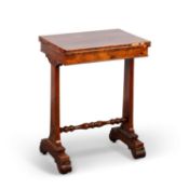 A REGENCY ROSEWOOD PILLAR-END WRITING TABLE