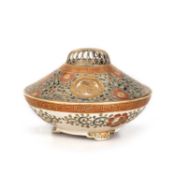 AN IMPERIAL JAPANESE SATSUMA KORO AND COVER, MEIJI PERIOD
