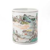 A CHINESE FAMILLE VERTE BRUSH POT