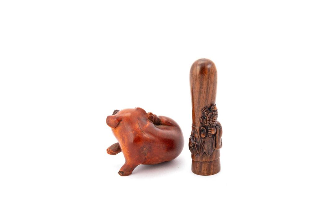 TWO JAPANESE FRUITWOOD NETSUKES - Image 2 of 2