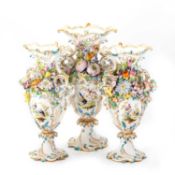 A MINTON PORCELAIN GARNITURE, CIRCA 1830