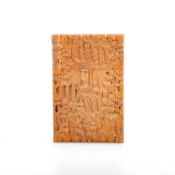 A CHINESE CARVED SANDALWOOD CARD CASE, 19TH CENTURY