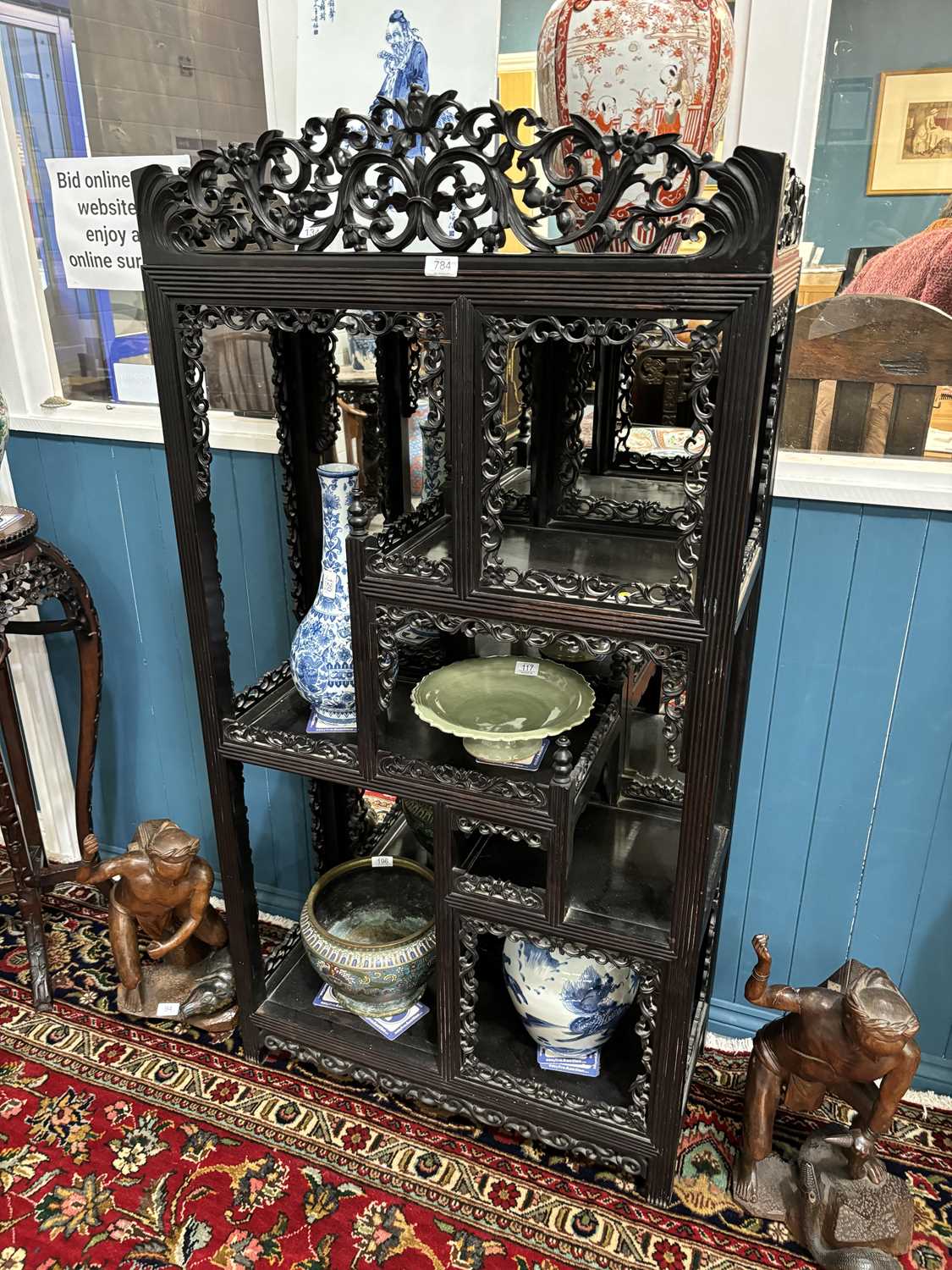 A CHINESE HARDWOOD DISPLAY CABINET, 19TH CENTURY - Image 7 of 8