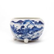 A CHINESE BLUE AND WHITE CENSER