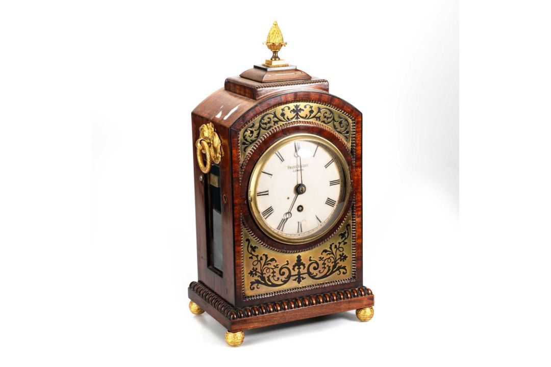A REGENCY ROSEWOOD SINGLE-FUSEE BRACKET CLOCK, SIGNED FRANK ROGERS, LONDON - Image 1 of 5