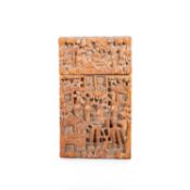 A CHINESE EXPORT CARVED SANDALWOOD CARD CASE, 19TH CENTURY
