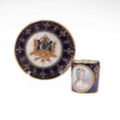A SÈVRES STYLE 'JEWELLED' CABINET CUP AND SAUCER, 19TH CENTURY